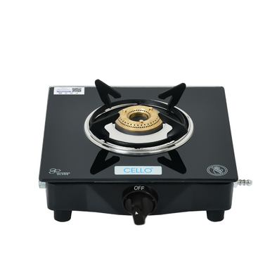 CELLO Regal Black Gas Cooktop, Toughened Glass, ISI Certified 1 Year Warranty Glass Automatic Gas Stove
