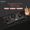 CELLO Granito Black Gas Cooktop, Dual Shade Toughened Glass, ISI Certified Glass Automatic Gas Stove