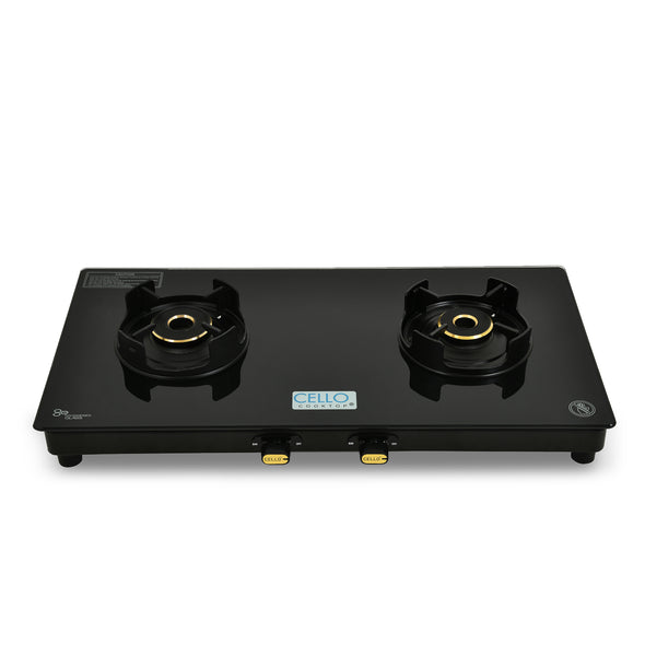 CELLO Granito Black Gas Cooktop, Dual Shade Toughened Glass, ISI Certified Glass Automatic Gas Stove