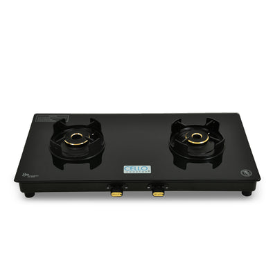 CELLO Granito Black Gas Cooktop, Dual Shade Toughened Glass, ISI Certified Glass Manual Gas Stove