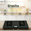 CELLO Granito Black Gas Cooktop, Dual Shade Toughened Glass, ISI Certified Glass Automatic Gas Stove