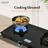 CELLO Granito Black Gas Cooktop, Dual Shade Toughened Glass, ISI Certified Glass Automatic Gas Stove
