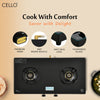CELLO Granito Black Gas Cooktop, Dual Shade Toughened Glass, ISI Certified Glass Automatic Gas Stove
