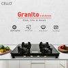 CELLO Granito Black Gas Cooktop, Dual Shade Toughened Glass, ISI Certified Glass Automatic Gas Stove