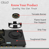 CELLO Granito Black Gas Cooktop, Dual Shade Toughened Glass, ISI Certified Glass Automatic Gas Stove