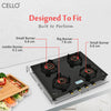CELLO Granito Black Gas Cooktop, Dual Shade Toughened Glass, ISI Certified Glass Automatic Gas Stove