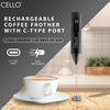 Cello Milk Frother – Rechargeable Handheld Coffee Frother & Beater for Cold Coffee, Lattes, and More